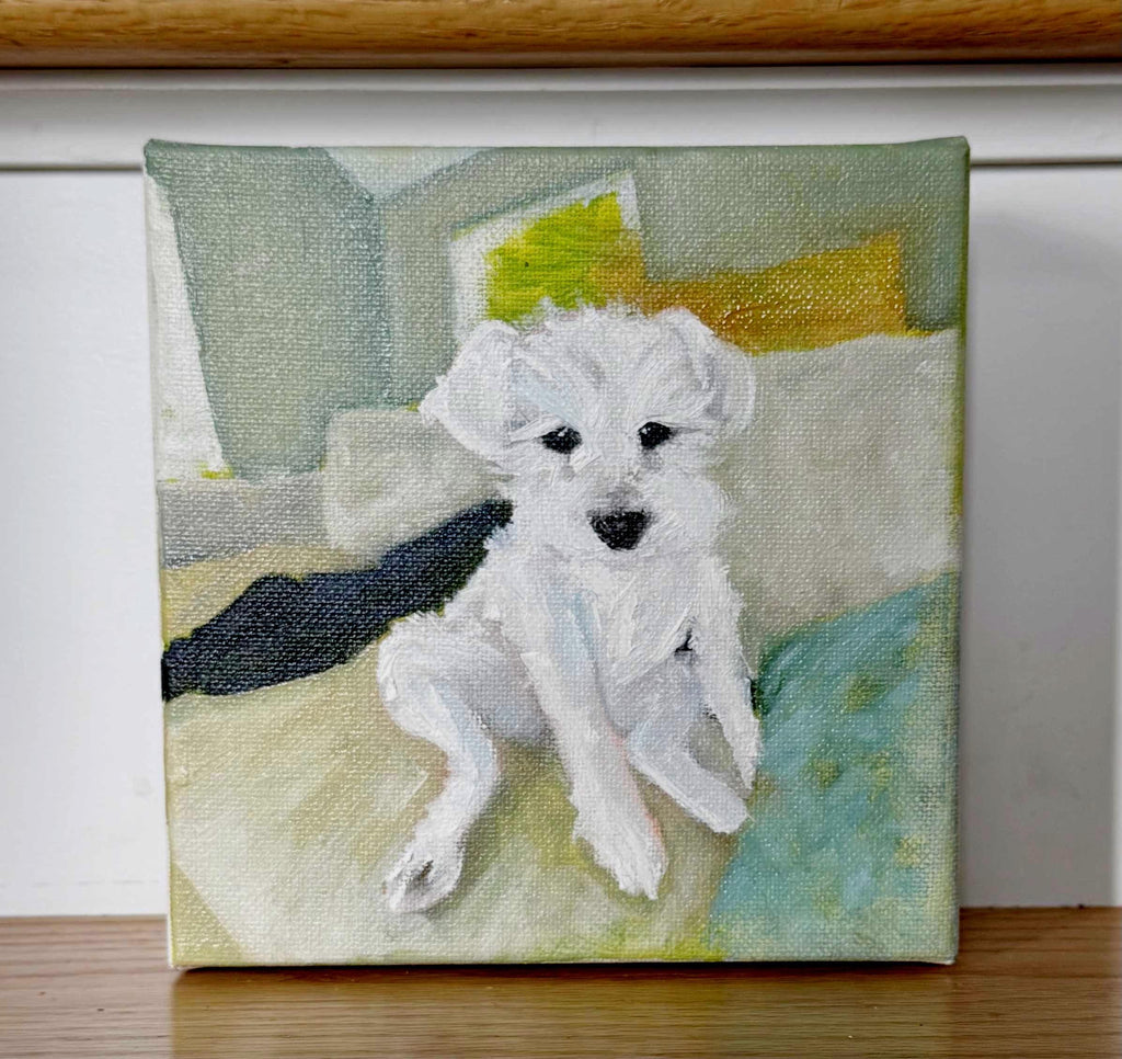 CUSTOM Pet Portraits 6x6" Mounted Canvas, Handmade to Order Oil Paintings